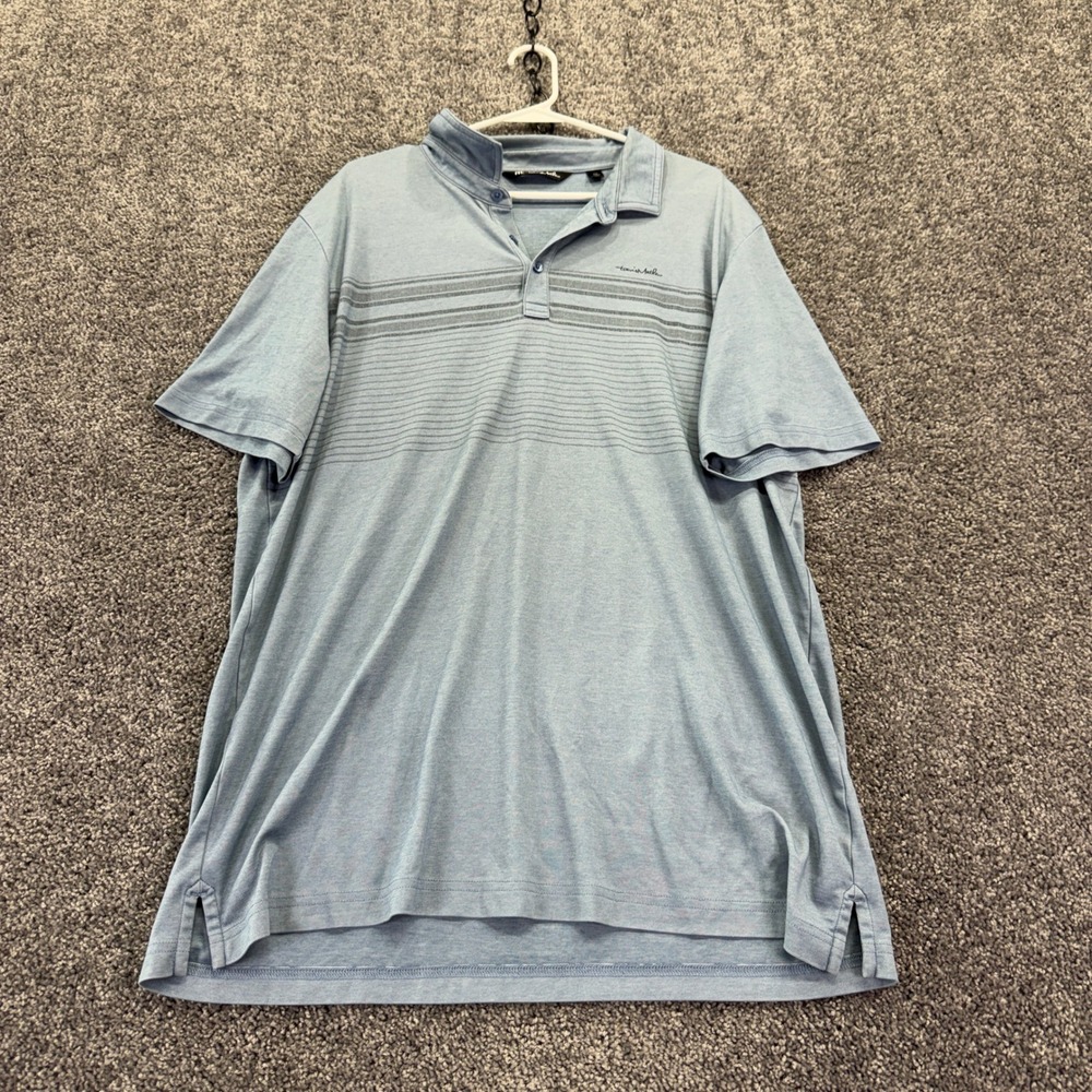 Travis Mathew Polo Shirt Mens XXL Blue Striped Chest Golf